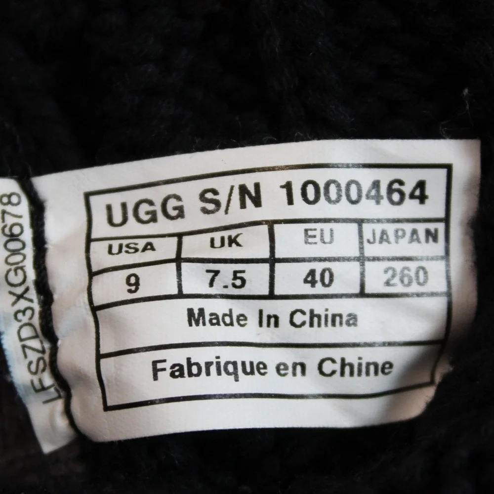 UGG Australia Lattice Cardy Black‎ Knit Button Tall Boots 1000464 Womens 9
